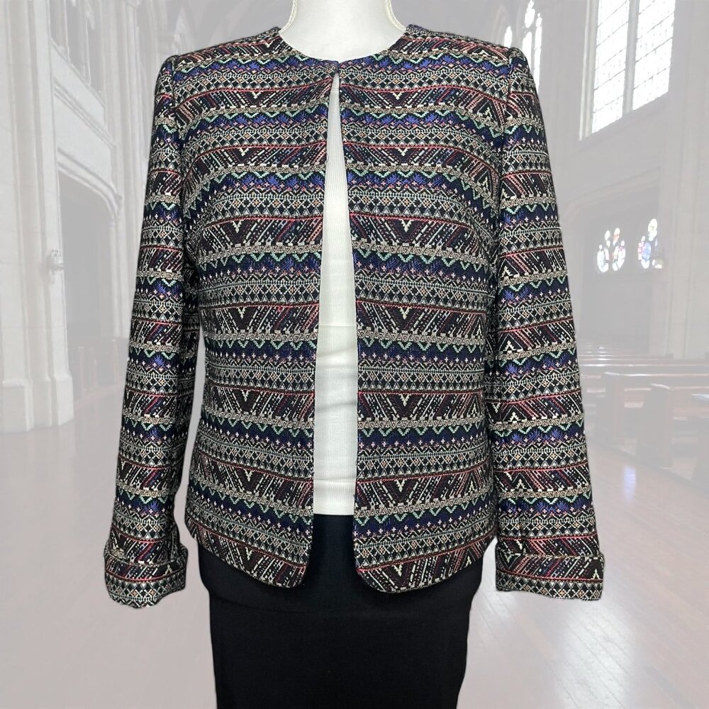 Tahari Arthur Levine Womens Size 4 Embroidery Jacket Office Church Work Blazer